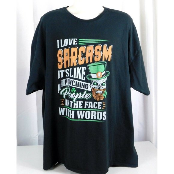 I Love Sarcasm Its Like Punching People In The Face With Words T-shirt Black 4XL - Picture 3 of 7